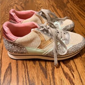 Miim Glitter Mesh Sneakers Size 8 | Pink + Mint Accent